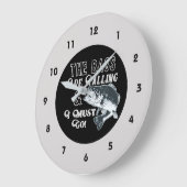 ベース魚釣りスポーツホビー引用文 男性へ ラージ壁時計 (傾斜)