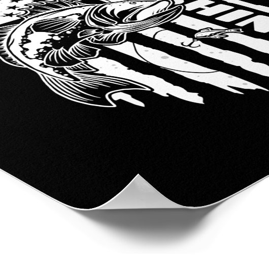 ベース魚釣りビッグバスアメリカ国旗と魚釣り ポスター (角)