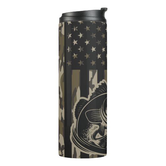 ベース魚釣りフィッシャーマン迷彩柄フラッグボートムランド迷彩柄 タンブラー (回転左)