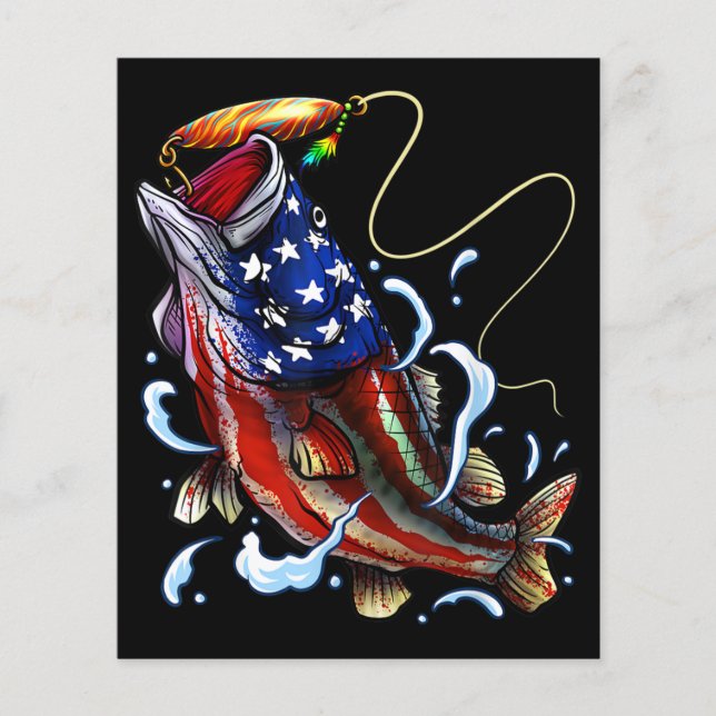 ベース魚釣りフィッシュアメリカンフラッグ愛国的魚釣り (正面)
