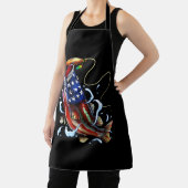 ベース魚釣りフィッシュアメリカンフラッグ愛国的魚釣り エプロン (インサイチュ)