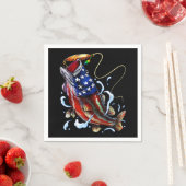 ベース魚釣りフィッシュアメリカンフラッグ愛国的魚釣り スタンダードカクテルナプキン (インサイチュ)