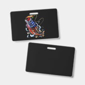 ベース魚釣りフィッシュアメリカンフラッグ愛国的魚釣り バッジ (正面＆裏面)