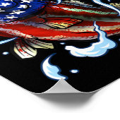 ベース魚釣りフィッシュアメリカンフラッグ愛国的魚釣り ポスター (角)