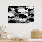 ベース魚釣りブラック迷彩柄 ポスター (キッチン)