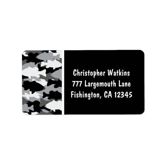 ベース魚釣りブラック迷彩柄 ラベル (正面)