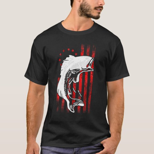 ベース魚釣りベッツィロスFiの初期アメリカ国旗 Tシャツ (正面)