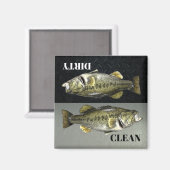 ベース魚釣りホビークリーン汚れた食洗機メンズ マグネット (正面/裏面)