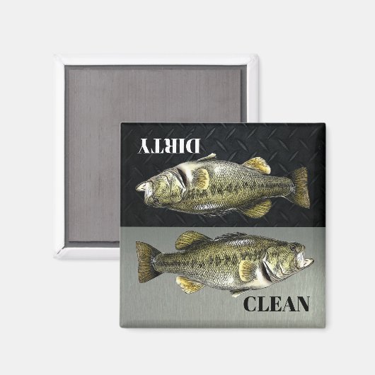 ベース魚釣りホビークリーン汚れた食洗機メンズ マグネット (正面/裏面)