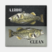 ベース魚釣りホビークリーン汚れた食洗機メンズ マグネット (正面)