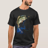 ベース魚釣りラージムウスジャンピングフィッシュ Tシャツ (正面)