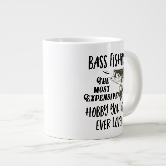 ベース魚釣り引用文アングラーおもしろいホビースポーツ ジャンボコーヒーマグカップ (正面右)