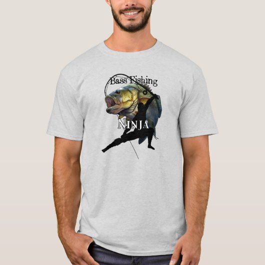 ベース魚釣り忍者ライト魚釣り Tシャツ (正面)
