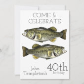 ベース魚釣り成人男子誕生日スポーツアウトドア 招待状 (正面)
