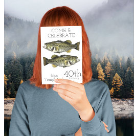 ベース魚釣り成人男子誕生日スポーツアウトドア 招待状