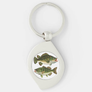 ベース魚釣り漁師と漁女 キーホルダー
