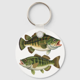 ベース魚釣り漁師と漁女 キーホルダー