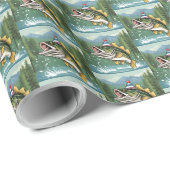 ベース魚釣り誕生日アウトドアフィッシュかわいい ラッピングペーパー (ロールコーナー)