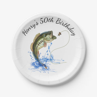 ベース魚釣り50thバースデーパーティー紙プレート ペーパープレート
