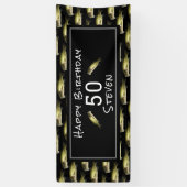 ベース魚釣り50th誕生日ブラックメンパーソナライズされたズ 横断幕 (縦)