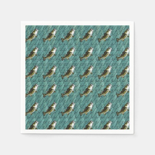 ベース魚釣り スタンダードカクテルナプキン (正面)