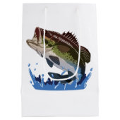 ベース魚釣り、フィッシャーマン、おもしろい魚釣りギアギフト ミディアムペーパーバッグ (裏面)