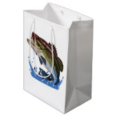 ベース魚釣り、フィッシャーマン、おもしろい魚釣りギアギフト ミディアムペーパーバッグ (裏面アングル)