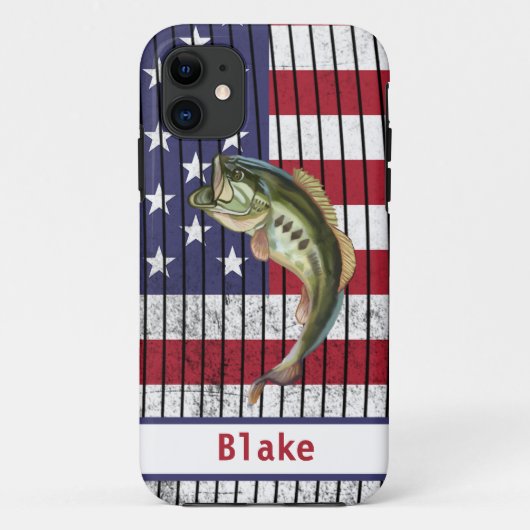ベース魚釣りUSA国旗の名前 Case-Mate iPhoneケース (裏面)