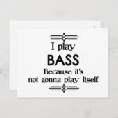 ベース - 自分で弾く 面白いデコ ミュージック ポストカード (正面/裏面)