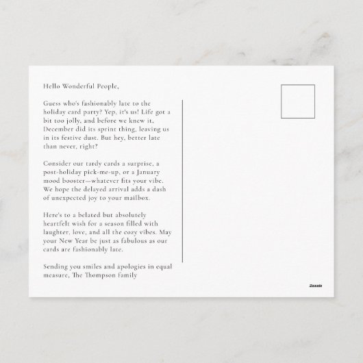 ベートホリデー応援、今年後半の挨拶 シーズンポストカード (裏面)