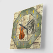 ベートーベン〜交響楽団〜チェロ〜  スクエア壁時計 (傾斜)