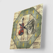 ベートーベン〜交響楽団~ビオラ~  スクエア壁時計 (傾斜)