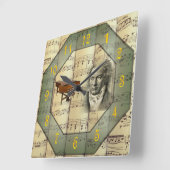 ベートーベン〜交響楽団〜ピアノ〜  スクエア壁時計 (傾斜)