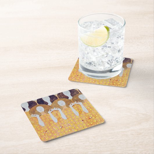 ベートーヴェンフリーズ(詳細)、グスタフクリムト スクエアペーパーコースター (インサイチュ)