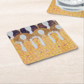 ベートーヴェンフリーズ(詳細)、グスタフクリムト スクエアペーパーコースター (アングル)