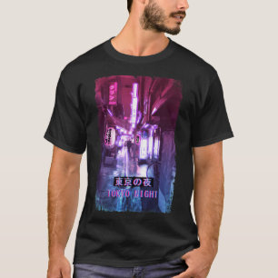 ベーパーウェーブジャパン通りファッショングリッチ東京ナイト Tシャツ