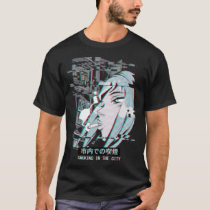ベーパーウェーブジャパン通りファッション喫煙アニメ Tシャツ