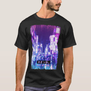 ベーパーウェーブジャパン通りファッション東京シティラッシュ Tシャツ