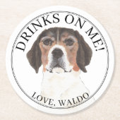 ベーパーソナライズされたグル結婚ス ラウンドペーパーコースター (正面)