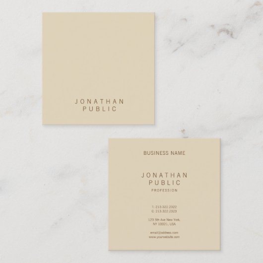 ベーミニマルジスタイリッシュエレガントモダンュテンプレート スクエア名刺 (正面/裏面)
