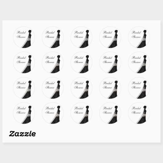 ベールで覆われた花嫁のシルエットのブライダルシャワーのステッカー ラウンドシール (シート)