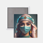 ベールとコールの縁のある目を持つアラブの少女 マグネット (正面/裏面)