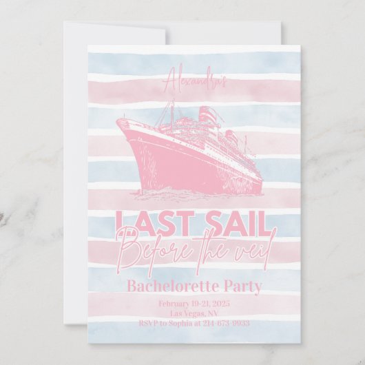 ベールの前のピンク色の最終セイルバチェロレッテ 招待状 (正面)