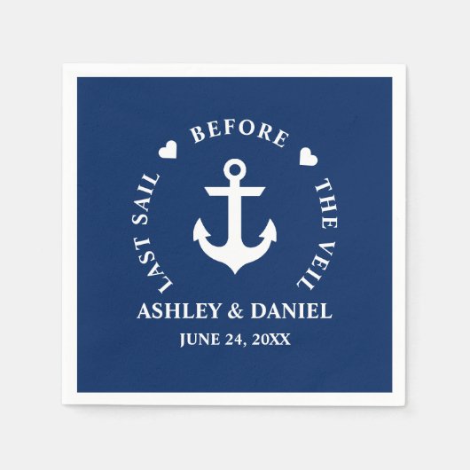 ベールの前の最後の航海のいかりハート スタンダードカクテルナプキン (正面)