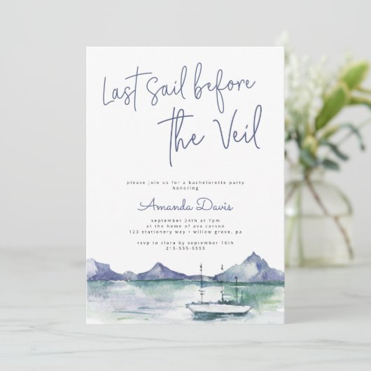 ベールの前の最後の航海のモダンバチェロレッテ 招待状 (スタンド正面)