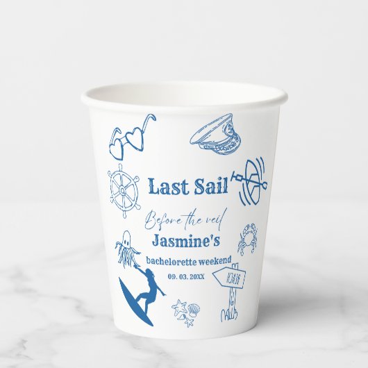 ベールの前の沿岸の最終セイルバチェロレッテ 紙コップ (裏面)