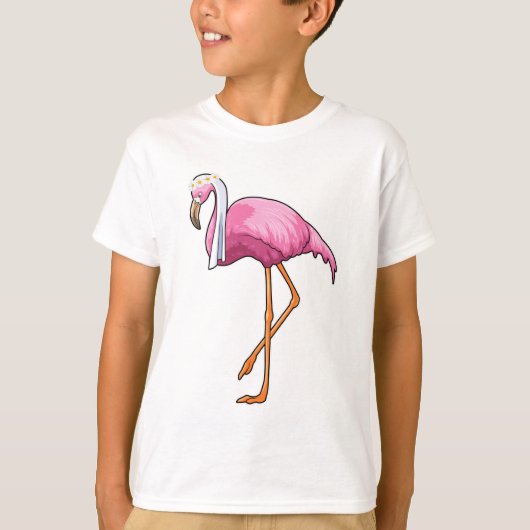 ベールをつけた花嫁のフラミンゴ Tシャツ (正面)