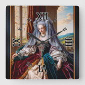 ベールを被威厳のあるる女性の永遠の美しい スクエア壁時計 (正面)