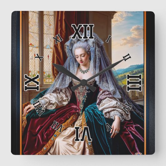 ベールを被威厳のあるる女性の永遠の美しい スクエア壁時計 (正面)