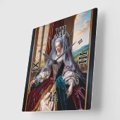 ベールを被威厳のあるる女性の永遠の美しい スクエア壁時計 (傾斜)